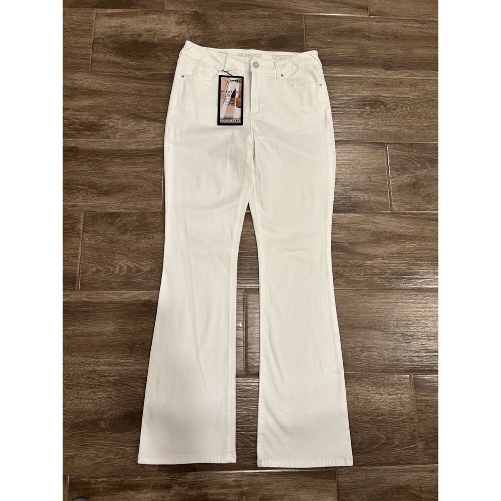 Soundstyle Women’s Size 6 White‎ Jeans Bootcut High Rose Slimming Denim